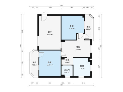 莲柏新村小区2室2厅户型图1