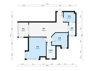 樵山美地花园小区3室2厅户型图3