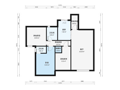 香格名苑小区3室2厅户型图1