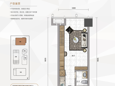 奥园天悦广场小区0室1厅1卫户型图1