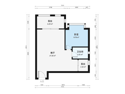 加和领御名苑小区1室2厅户型图2