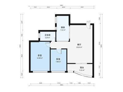 御庭园小区2室2厅户型图1