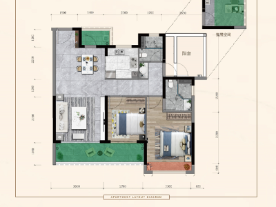 龙光玖悦台小区2室2厅2卫户型图1