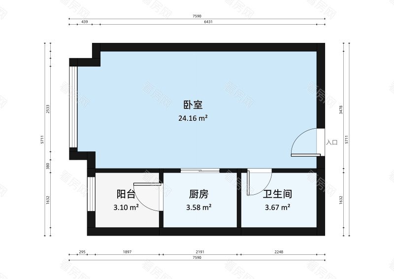 蓝钻双子座楼小区1室0厅户型图
