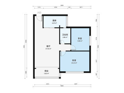 畔山花园小区2室2厅户型图1