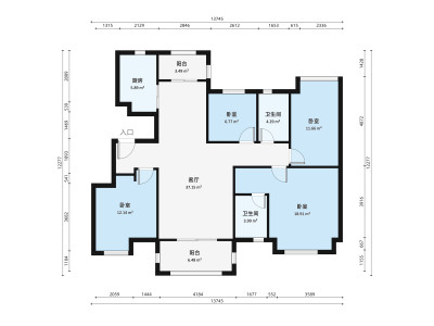 万科美的西江悦小区4室2厅户型图3