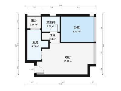 南海大厦小区1室1厅户型图1