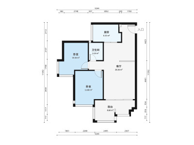 绿色世嘉小区2室2厅户型图1