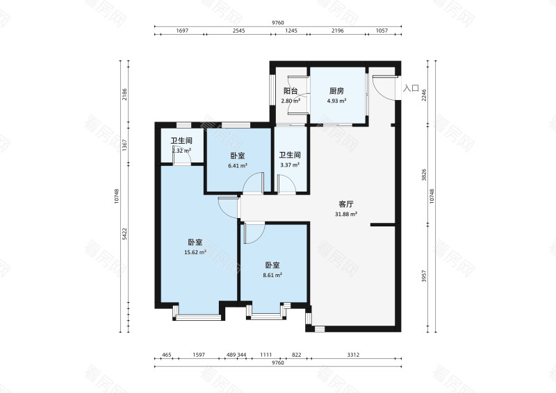 昌盛豪苑一期3室2厅户型图1
