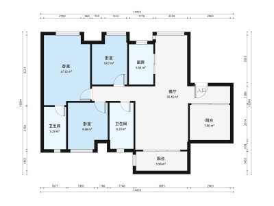 保利玥府小区3室1厅户型图2