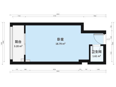 文思朝阳阁小区1室1厅户型图1