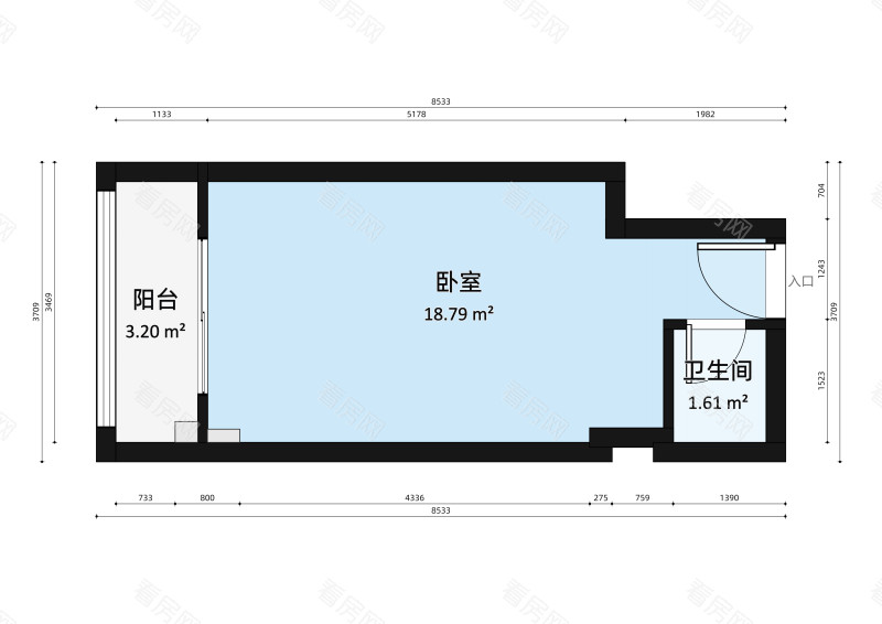 文思朝阳阁小区1室1厅户型图