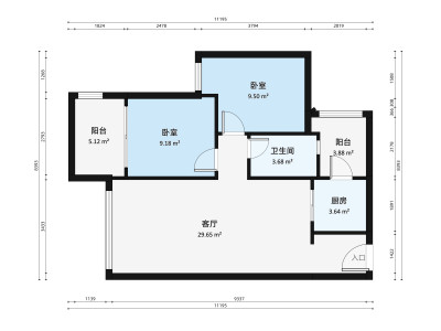 万科第五园八期小区2室2厅户型图2