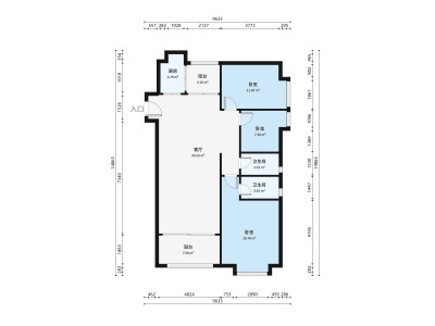 明智大厦小区3室2厅户型图2