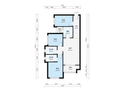 力高君御花园小区3室2厅户型图2