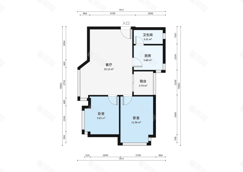 永怡花园北区小区2室2厅户型图5