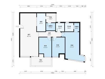 新基星河名居小区3室2厅户型图2