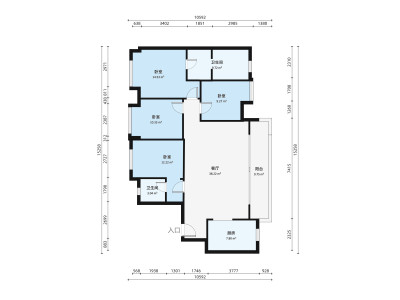 中海山湖世家小区4室2厅户型图2
