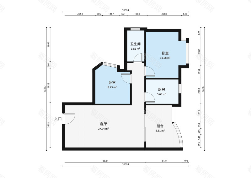 永怡花园北区小区2室2厅户型图3