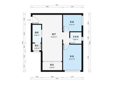 中惠卡丽兰小区2室1厅户型图3