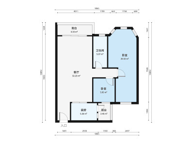 凤南花园小区2室1厅户型图1