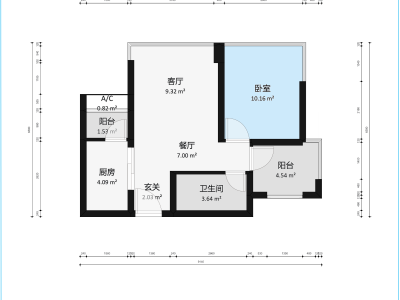 招商果岭小区1室2厅1卫户型图1