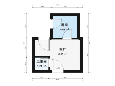 凤凰路58号大院小区1室1厅户型图1