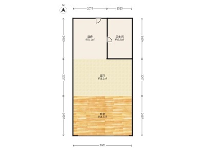 星汇云锦小区1室1厅1卫户型图2