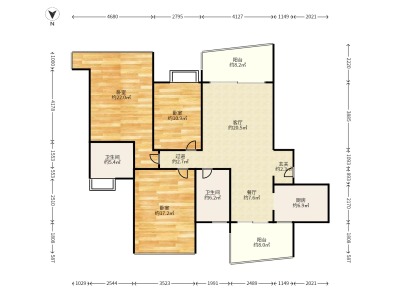 三水雅居乐花园小区3室2厅2卫户型图1