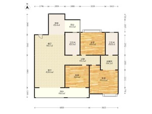 恒隆国际 3室2厅 119㎡ 毛坯_恒隆国际二手房户型图片3