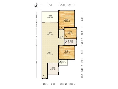 天麓花园小区3室2厅1卫户型图1