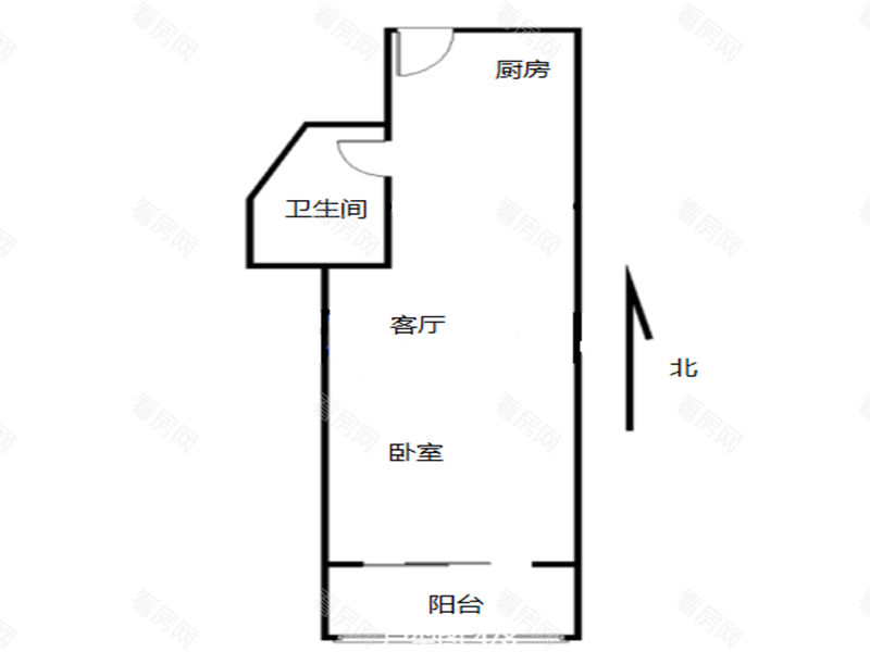 嘉福尚江尊品一期小区1室1厅1卫户型图