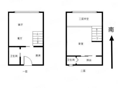 华发新城四期小区1室2厅1卫户型图1