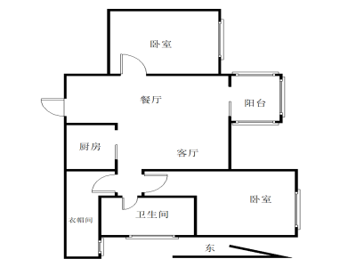 缤纷假日豪园小区2室2厅1卫户型图2