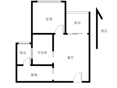 现代城华庭小区1室1厅1卫户型图2