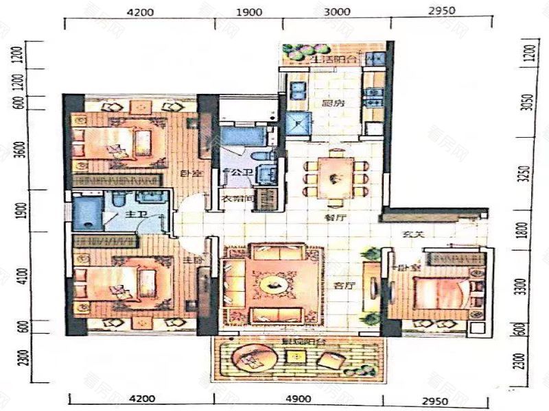中信红树湾南区小区3室2厅2卫户型图14