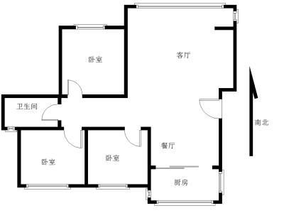广珠花园小区3室2厅1卫户型图1